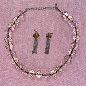 Acrylic Clear/Smoke-Coloured Necklace/Earring Set.